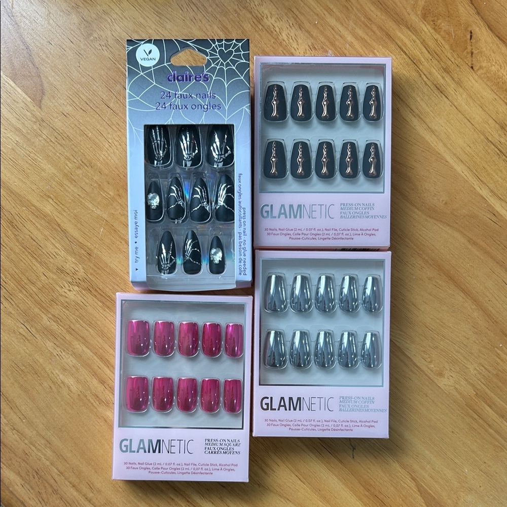 Glamnetic Pink and Silver Press-On Nail Set